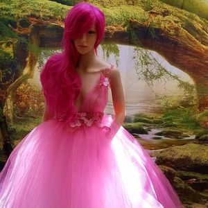 SAMPLE GOWN ONLY - LAYLA Pink & Gold Lace/Tulle Wedding Ballgown Set